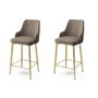 Hanah Home Juego de 2 Taburetes de Bar Enox Cappuccino y Dorado